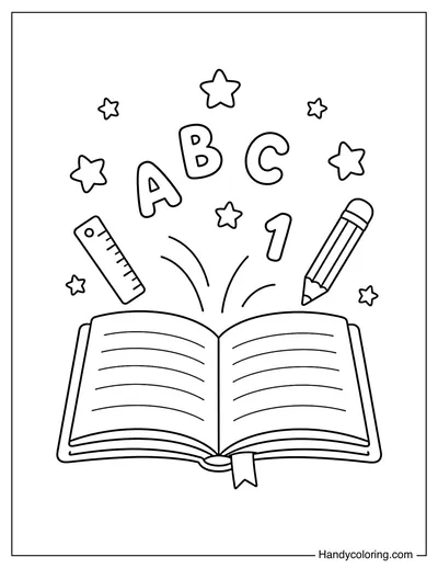 School Notebook Opening with Flying Stars