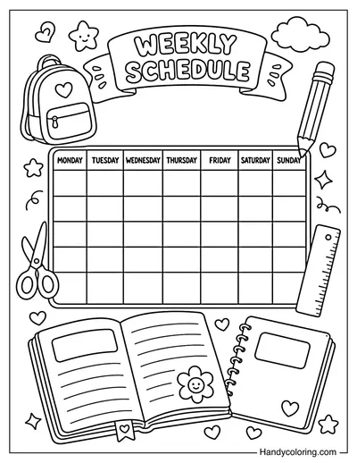 School Supplies Weekly Schedule