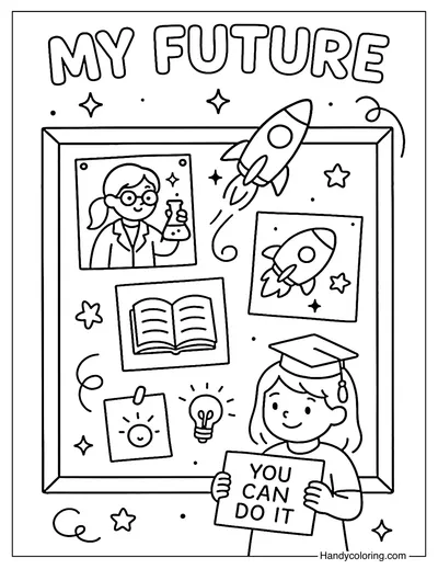School Year Vision Board Coloring Page