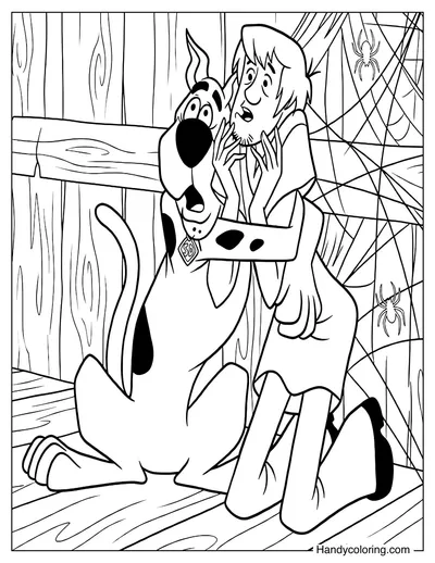 Scooby-Doo and Shaggy Scared in a Haunted Room