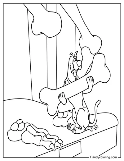 Scooby-Doo Hugging a Giant Bone