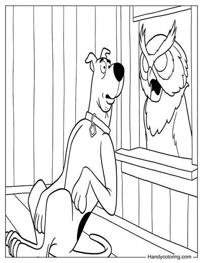 Scooby-Doo Startled by the Owl Monster at the Window