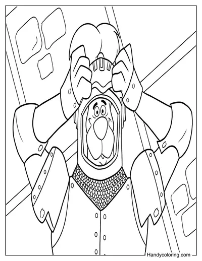 Scooby-Doo Wearing a Knight Armor