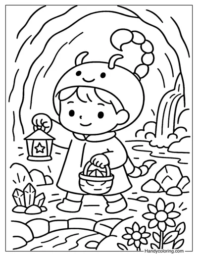 Scorpio Cave Explorer Coloring Page