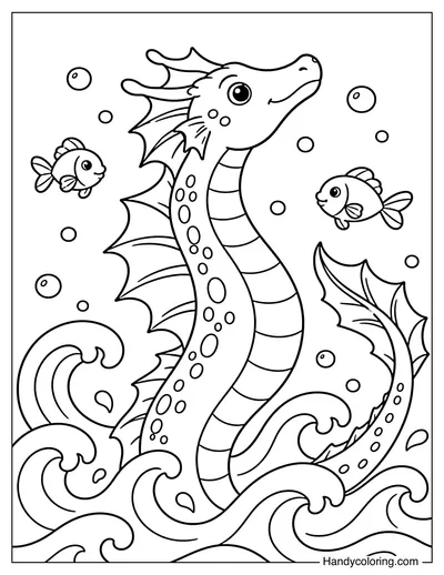 Sea Dragon Leaping Over Big Ocean Waves