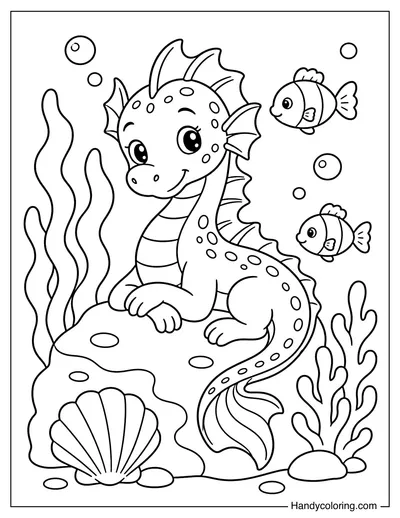Sea Dragon Resting on a Coral Rock