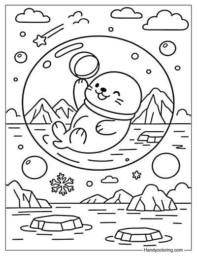 Seal Bubble Coloring Page