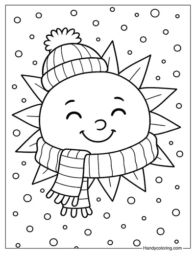 Seasonal Sun Winter Coloring Page