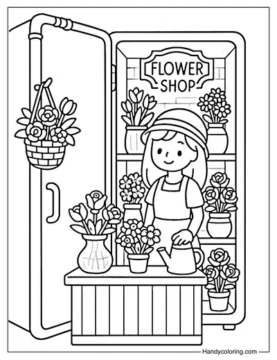 Secret Fridge Door Flower Shop Coloring Page