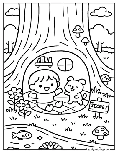 Secret Hideout Coloring Page