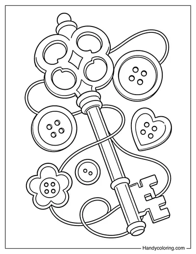 Secret Key Surrounded by Buttons and Thread