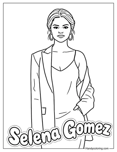 Selena Gomez in Blazer Coloring Page