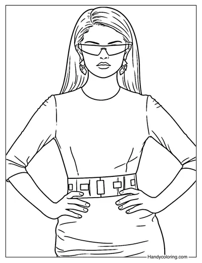 Selena Gomez with Sunglasses Coloring Page