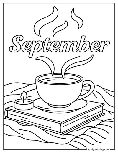 September Cozy Mug Coloring Page