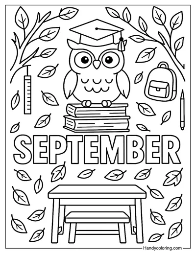 September Forest Owl Coloring Page