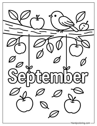 September in the Apple Tree Coloring Page