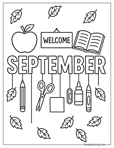 September School Vibes Coloring Page