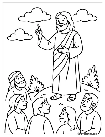 Sermon on the Mount Jesus Coloring Page