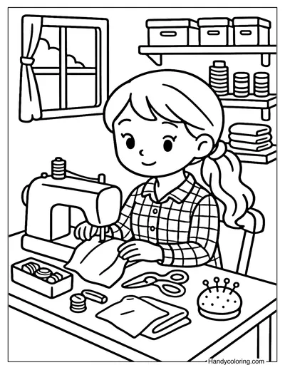 Sewing Cozy Corner Coloring Page