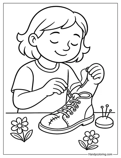 Sewing Shoes for a Friend Coloring Page