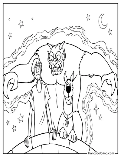 Shaggy and Scooby-Doo Stunned Behind the Monster
