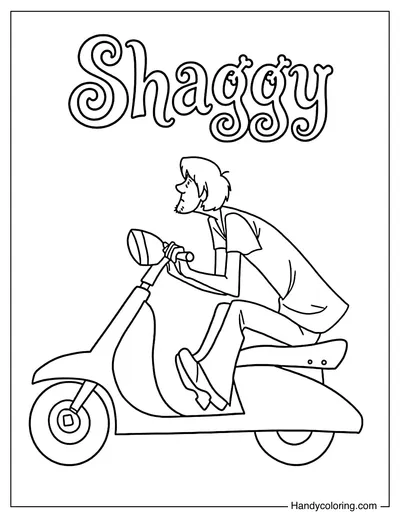 Shaggy Riding a Scooter