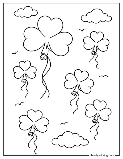 Shamrock Balloons Coloring Page