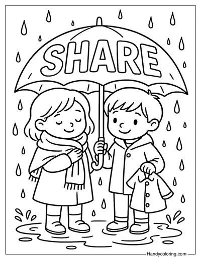 Share Umbrella Coloring Page