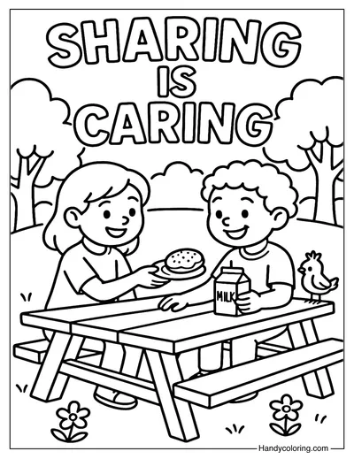 Sharing is Caring Coloring Page