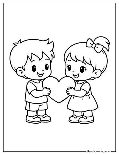 Sharing Love Heart Coloring Page