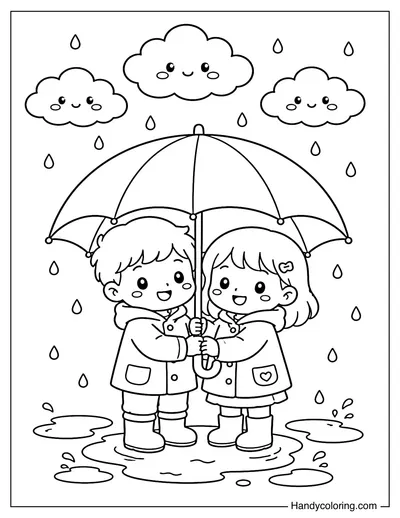 Sharing Umbrella on Rainy Day