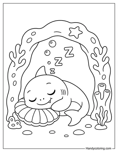 Shark Sleeping in Coral Cave