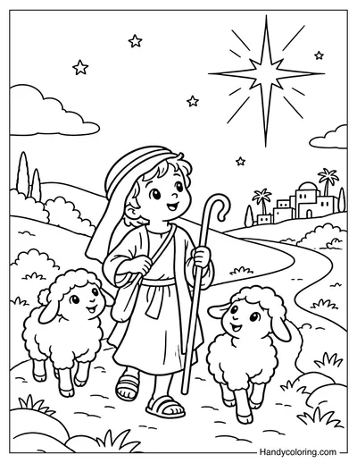 Shepherd Boy Following the Christmas Star