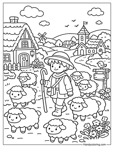 Shepherd with Sheep