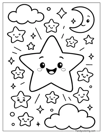 Shine Bright Star Coloring Page