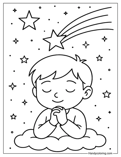 Shooting Star Wishes Coloring Page