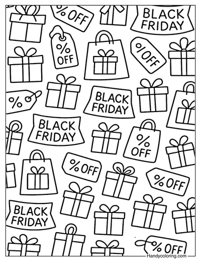 Shopping Bags Pattern Coloring Page