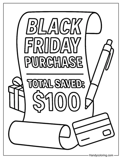 Shopping Receipt Coloring Page