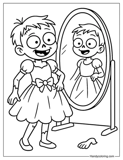 Shopping Zombie Coloring Page