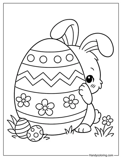 Shy Easter Bunny Coloring Page