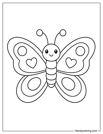 Simple Butterfly with Heart Patterns