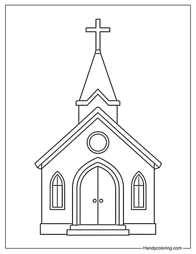 Simple Church with Cross on Top
