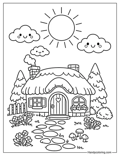 Simple Cottage and Sun