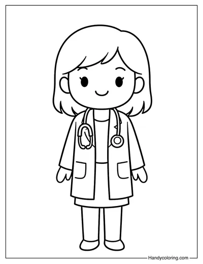 Simple Doctor for Kids Coloring Page