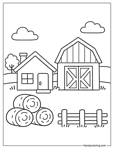 Simple Farmhouse and Barn