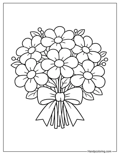 Simple Flower Bouquet Coloring Page