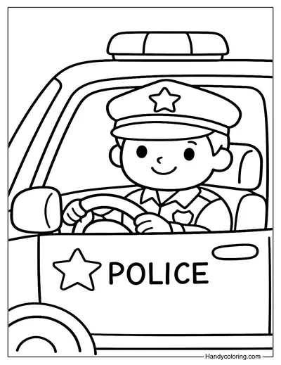 Simple Police Officer Sitting in Car