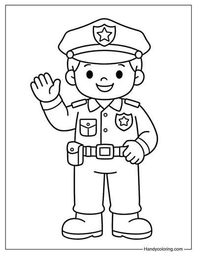 Simple Police Officer Waving