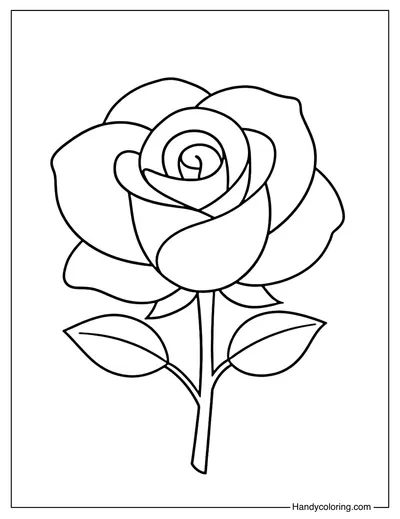 Simple Rose Flower Coloring Page