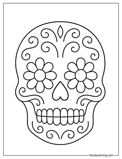 Simple Sugar Skull Coloring Page